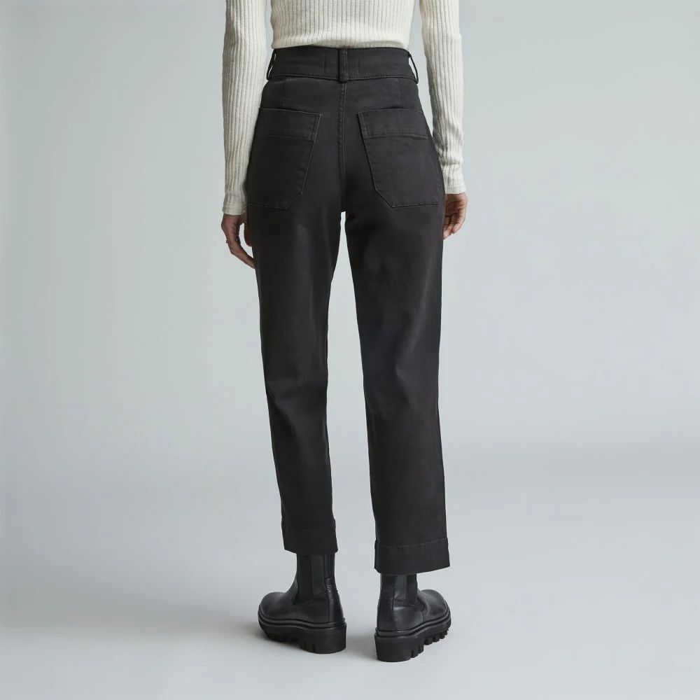 NWT Everlane The Organic Straight Leg Pants Womens Size 2 Black High Rise Jeans - Picture 7 of 12